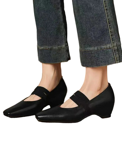 Women's Wedge Pumps Square Toe Cross Strap 0