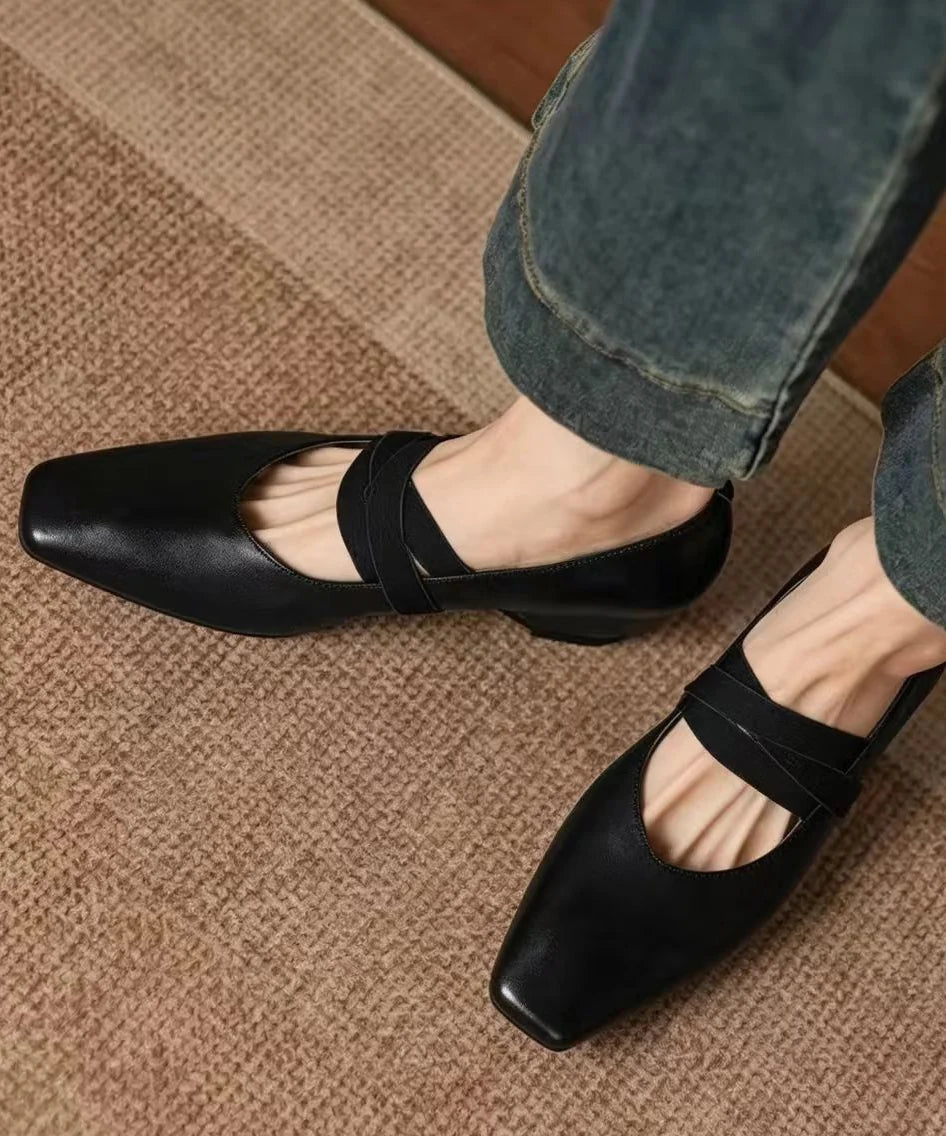 Women's Wedge Pumps Square Toe Cross Strap 2