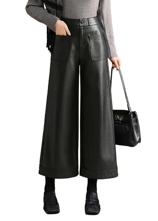 Women's Wide Leg Crop Pants High Waist Casual 0