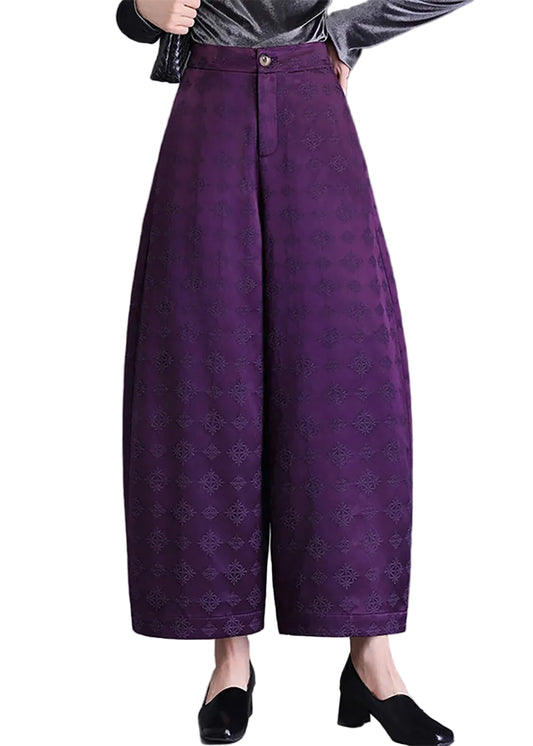 Women's Wide Leg Crop Pants High Waist with Pockets 0