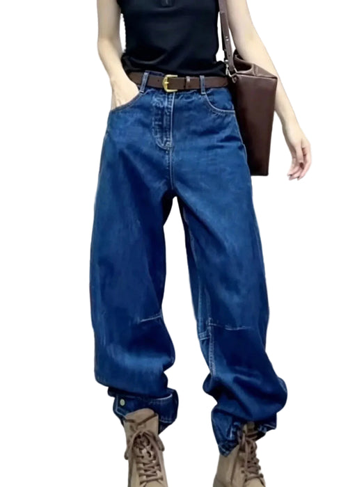 Women's Wide Leg Jeans High Waist Patchwork Style 0