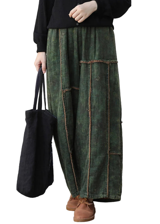 Women's Wide Leg Pants Casual Patchwork Style 0