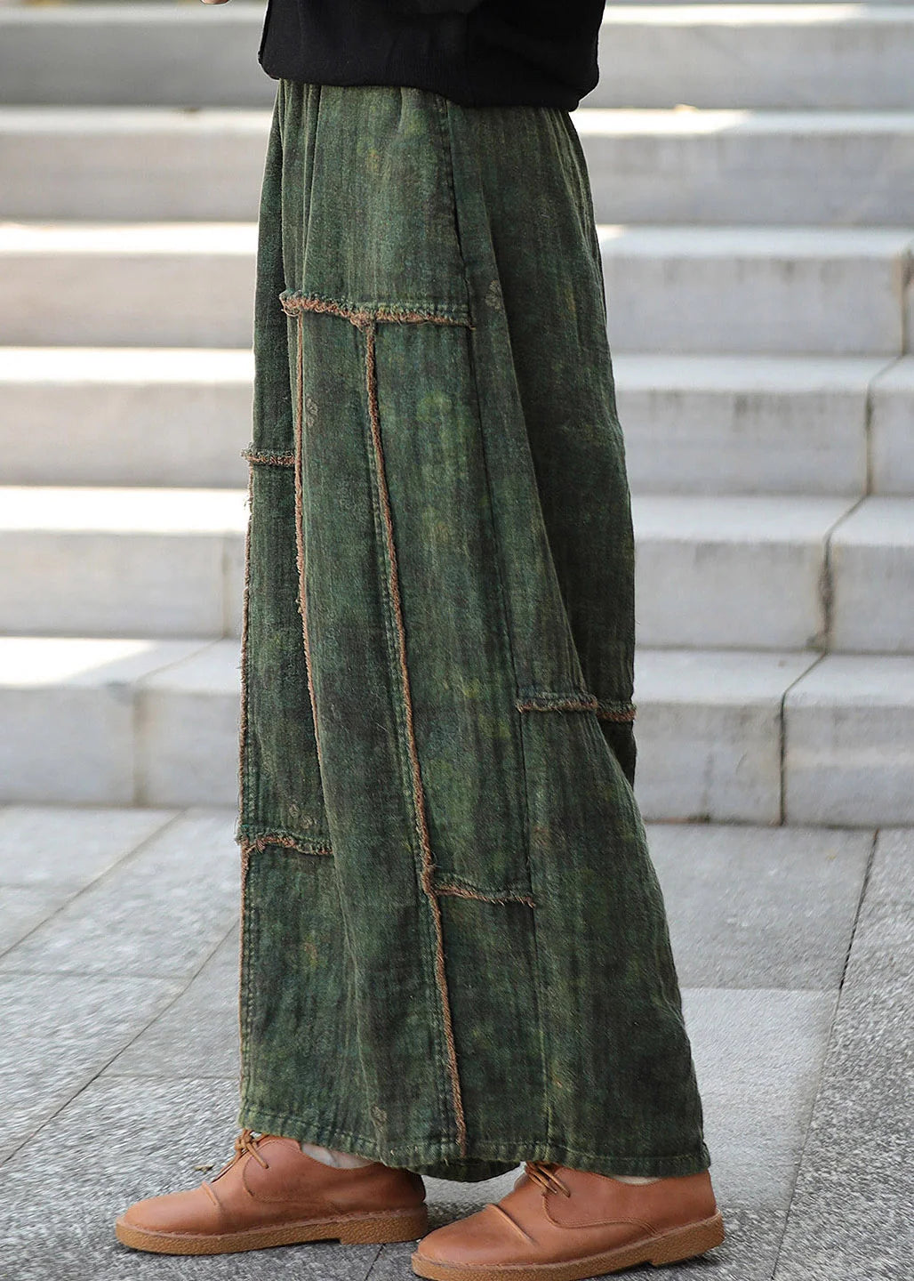 Women's Wide Leg Pants Casual Patchwork Style 2