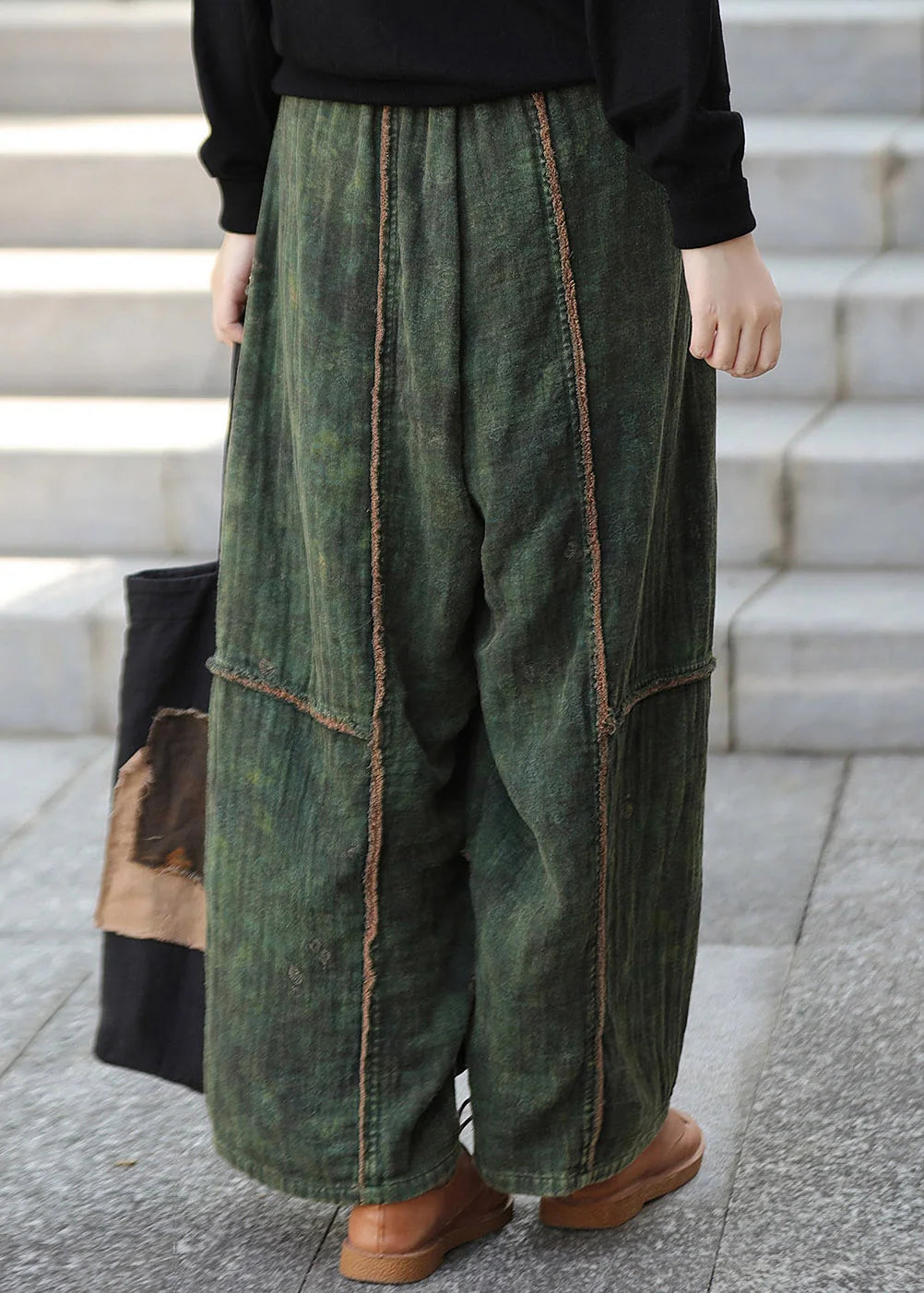 Women's Wide Leg Pants Casual Patchwork Style 3