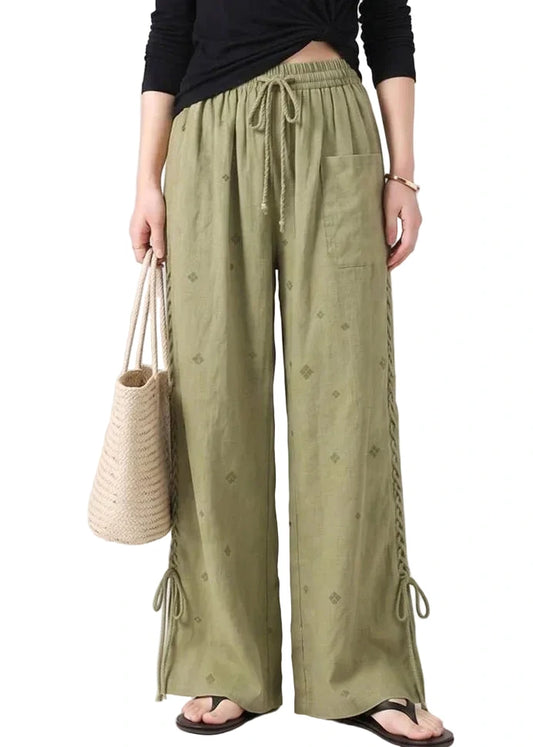 Women's Wide Leg Pants Drawstring Waist Casual 0