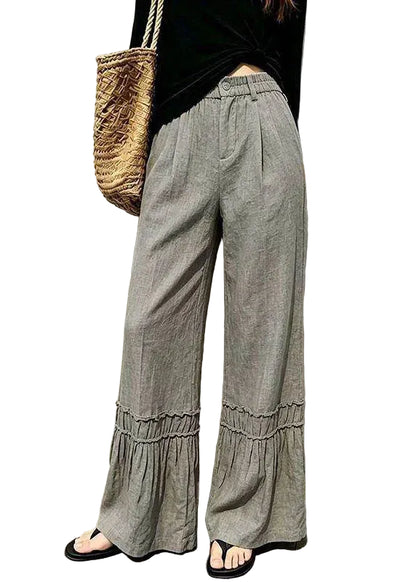 Women's Wide Leg Pants Ruffled Patchwork Style 0