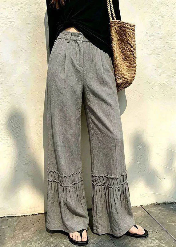 Women's Wide Leg Pants Ruffled Patchwork Style 2