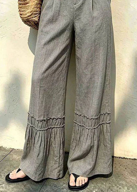 Women's Wide Leg Pants Ruffled Patchwork Style 3