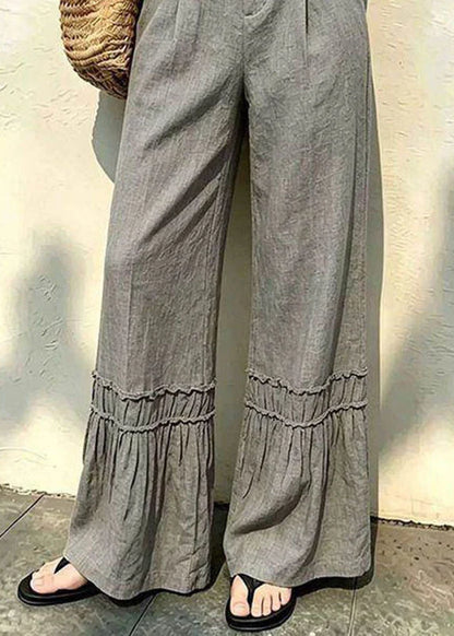 Women's Wide Leg Pants Ruffled Patchwork Style 3