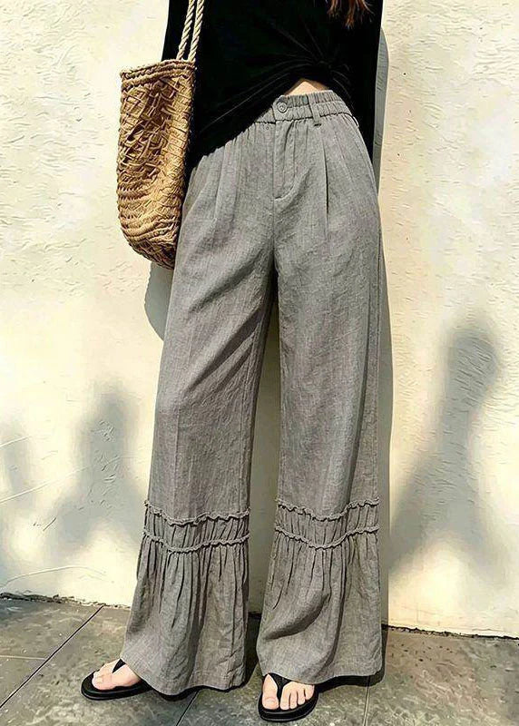 Women's Wide Leg Pants Ruffled Patchwork Style 4