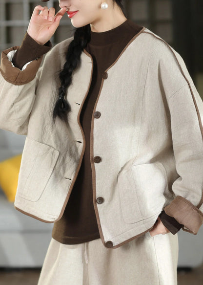 Women's Winter Coat Loose Fit Button Patchwork 1