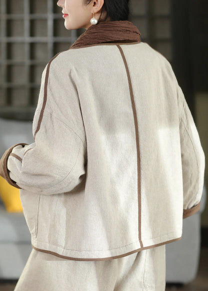Women's Winter Coat Loose Fit Button Patchwork 3