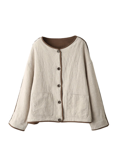 Women's Winter Coat Loose Fit Button Patchwork 4