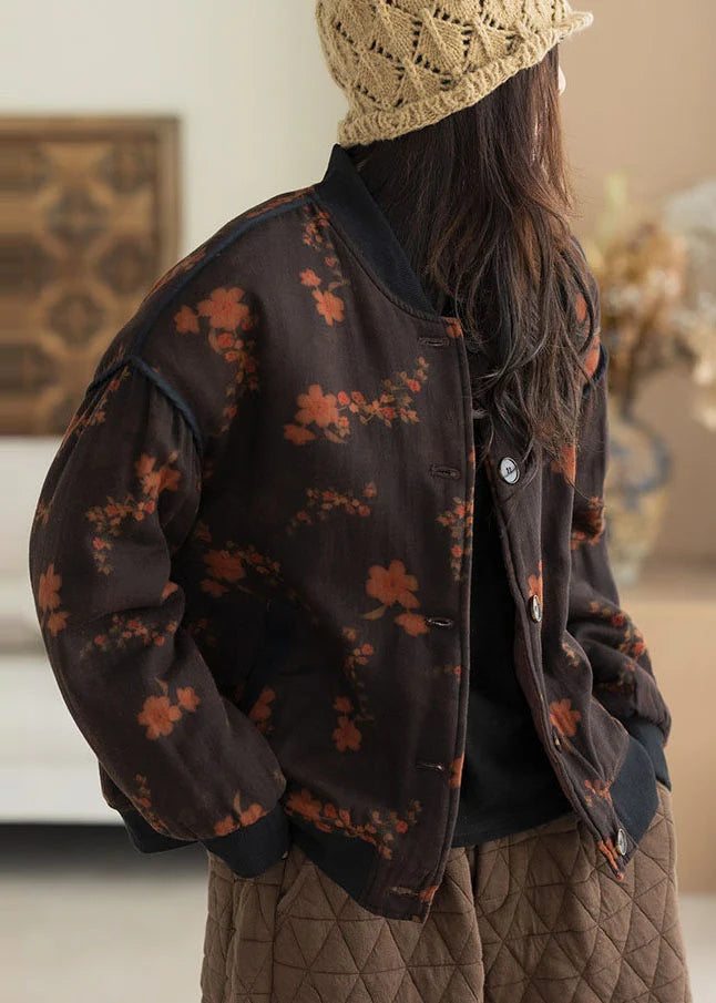 Women's Winter Coat Oversized Floral Pattern 3