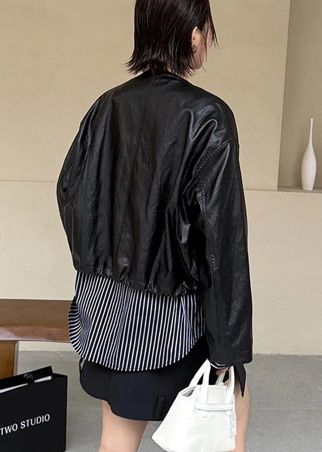 Women's Winter Coat Oversized Patchwork Striped Design 4