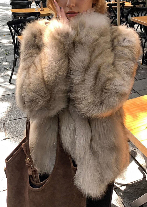 Women's Winter Coat with Fox Collar and Pockets 0