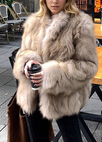 Women's Winter Coat with Fox Collar and Pockets 2