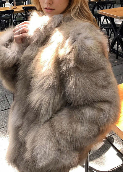 Women's Winter Coat with Fox Collar and Pockets 3