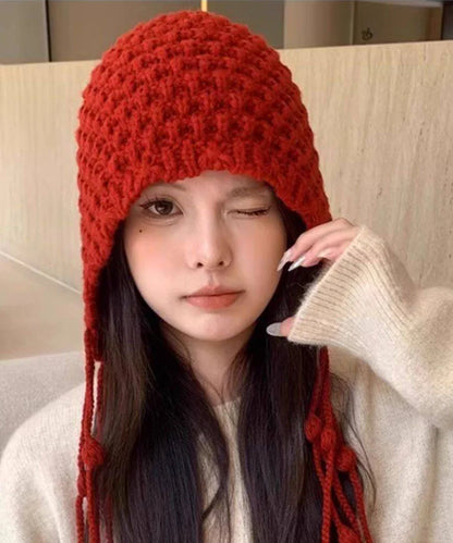 Women's Winter Hat with Tassels and Earmuffs, Cozy Knit Style Beanie 2