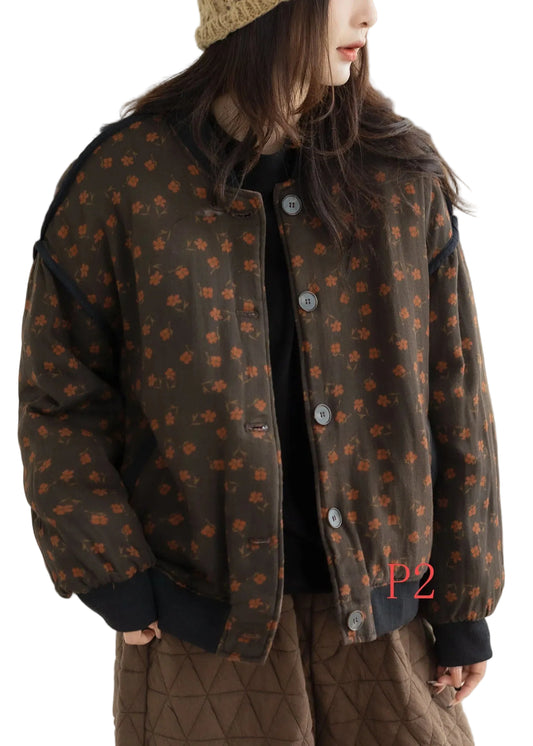 Women's Winter Jacket Floral Patterned Casual Fit 0