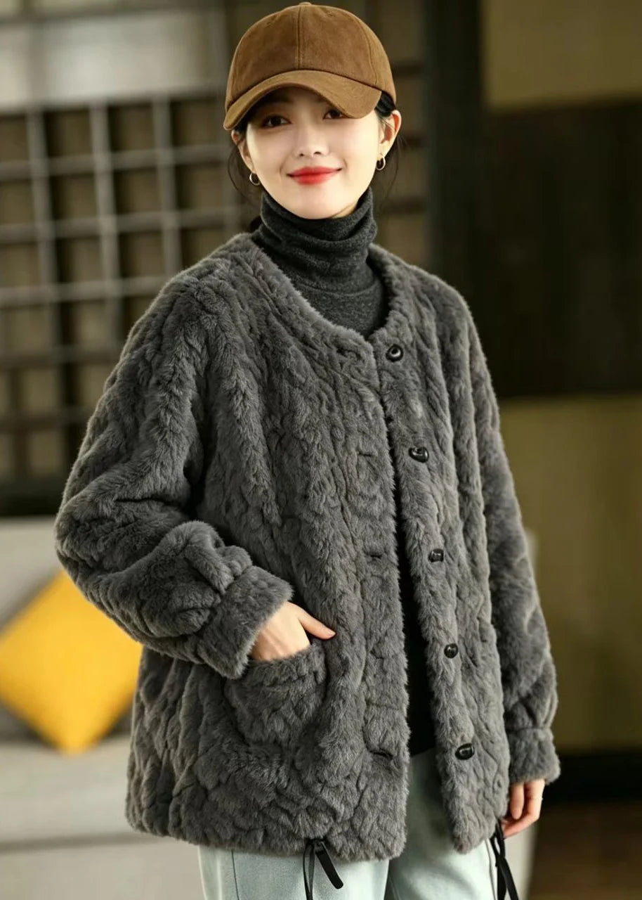Women's Winter Jacket O-Neck Drawstring Style 2