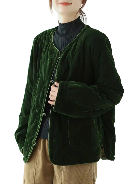 Women's Winter Jacket O Neck with Pockets 0