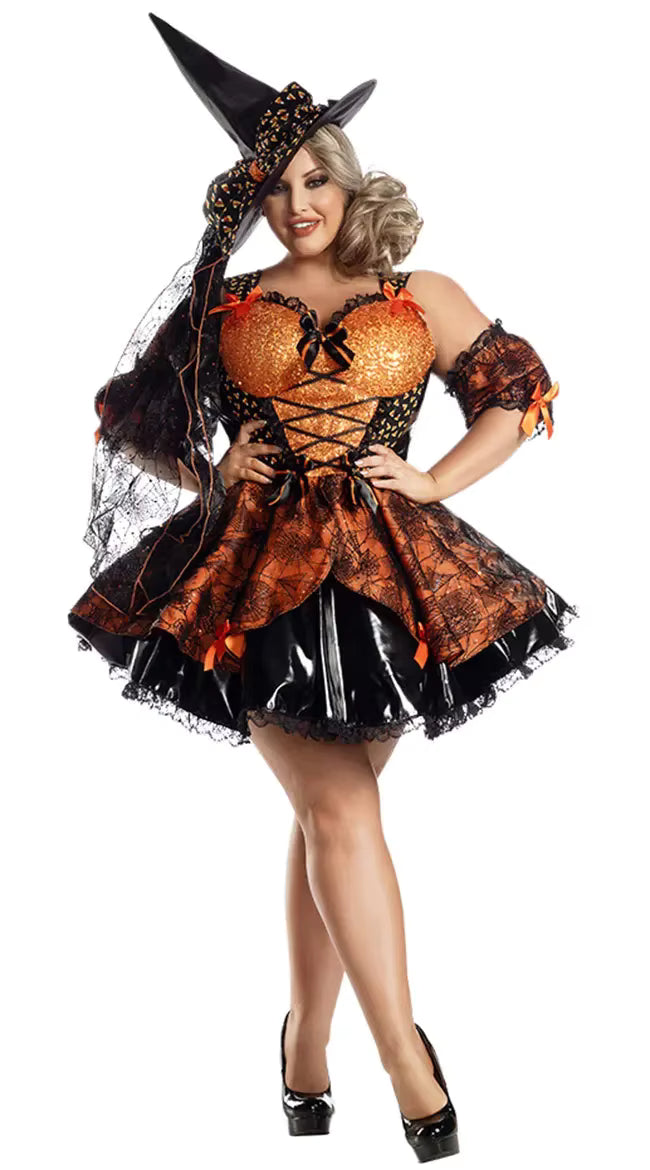 Women's Witch Costume Dress with Pointed Hat for Halloween and Cosplay 2