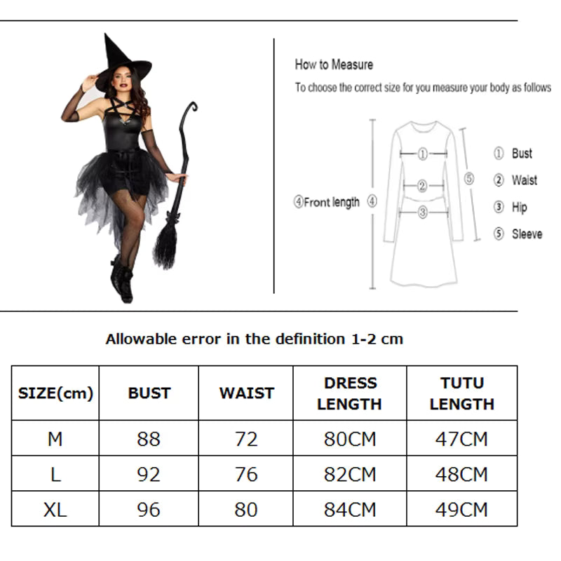 Women's Witch Costume Gothic Tutu Playsuit for Halloween 5