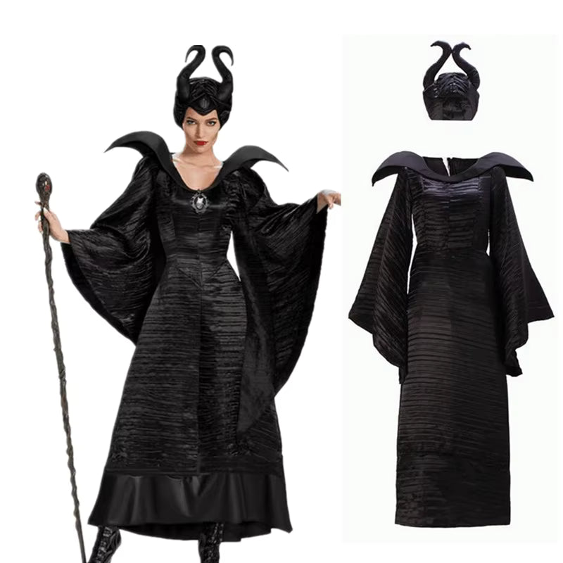Women's Witch Costume Horned Hat and Skirt Set 0
