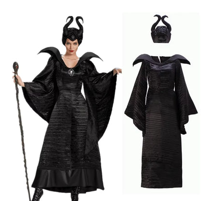 Women's Witch Costume Horned Hat and Skirt Set 0