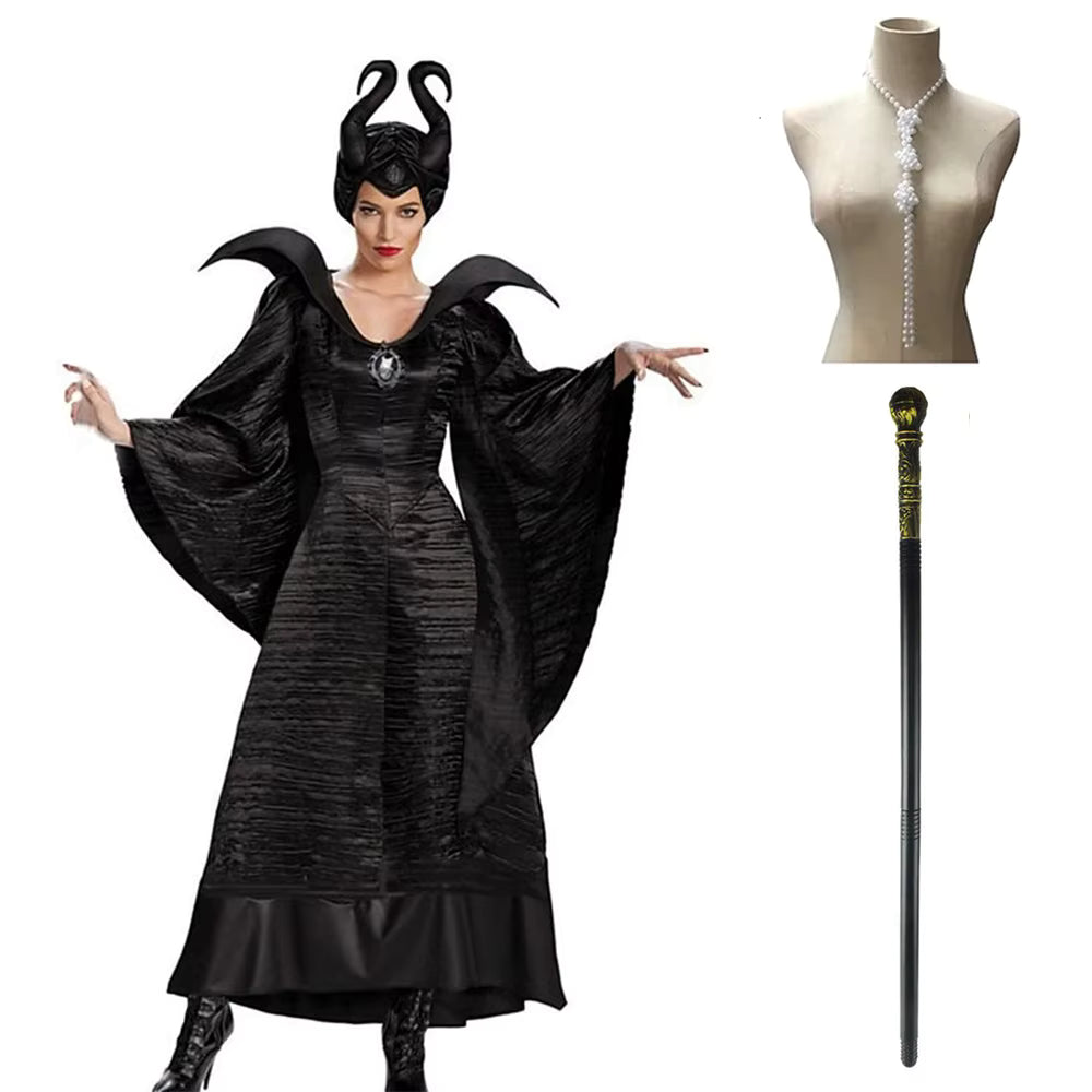 Women's Witch Costume Horned Hat and Skirt Set 1