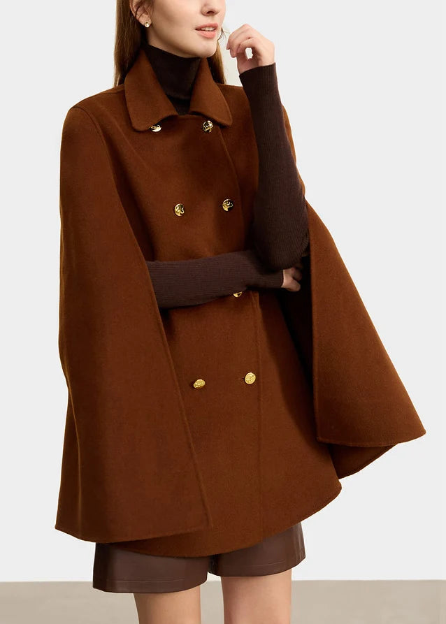 Women's Wool Coat Peter Pan Collar Cloak Sleeve 1