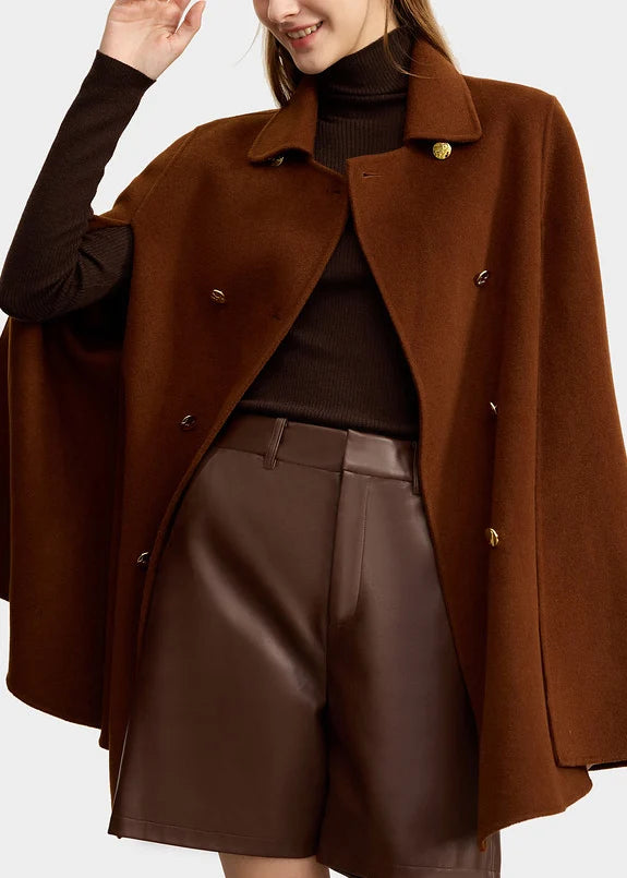 Women's Wool Coat Peter Pan Collar Cloak Sleeve 2