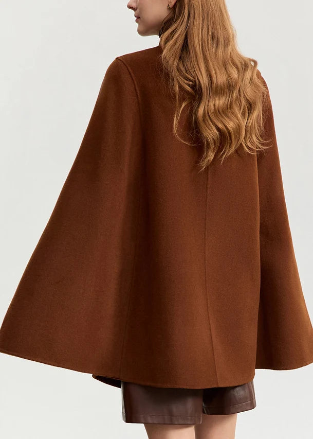 Women's Wool Coat Peter Pan Collar Cloak Sleeve 3