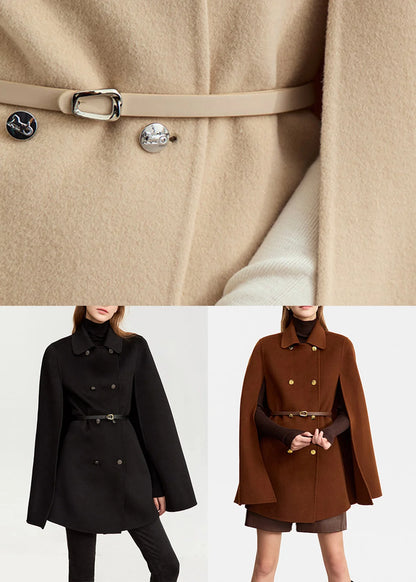 Women's Wool Coat Peter Pan Collar Cloak Sleeve 4