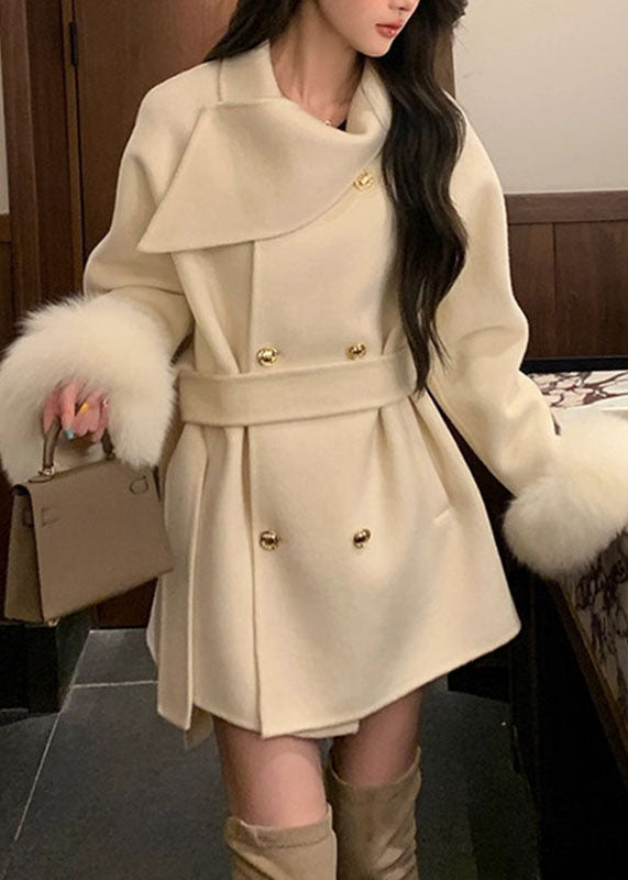 Women's Woolen Coat with Peter Pan Collar and Pockets Long Sleeve 3