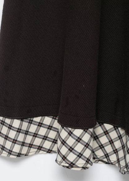 Women's Work Dress Stand Collar Patchwork Plaid 4