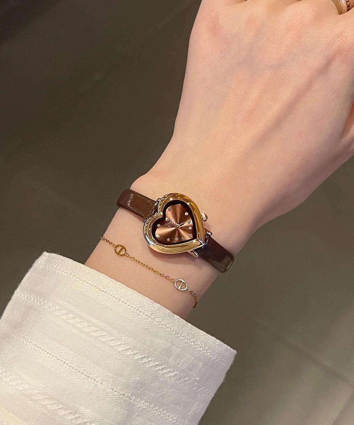 Women's Wristwatch Heart-Shaped Dial Patchwork Design 4