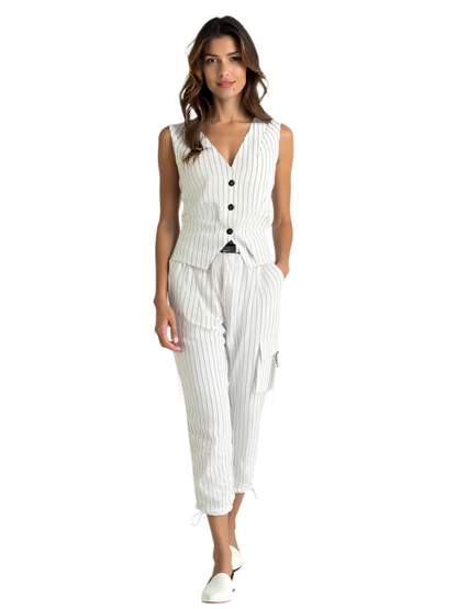 Women's 2-piece suit set waistcoat and trousers Striped
