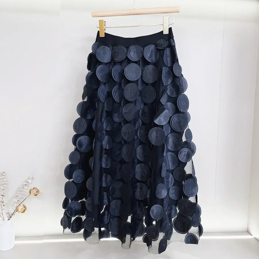 Women's 3D Polka Dot Tulle Mesh Skirt