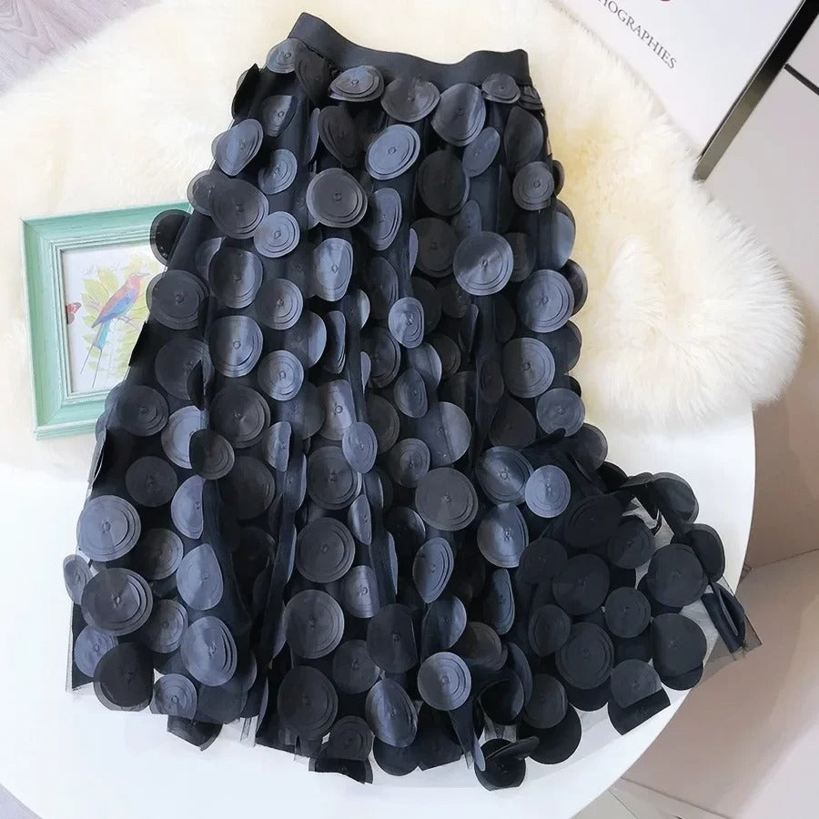 Women's 3D Polka Dot Tulle Mesh Skirt