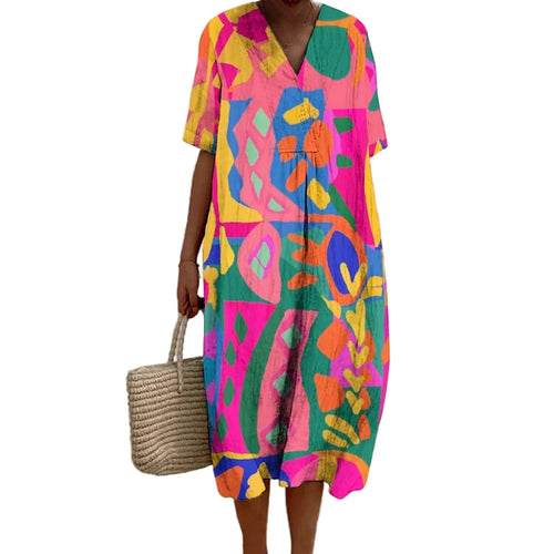 Women's A-Line Dress Short Sleeves Bohemian Summer Dress