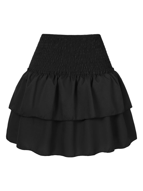 Women's A-line Skirt With Wrinkles and Floral Print