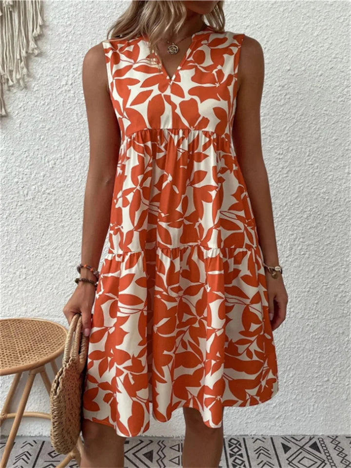Women's A-line Summer Dress with Floral Print