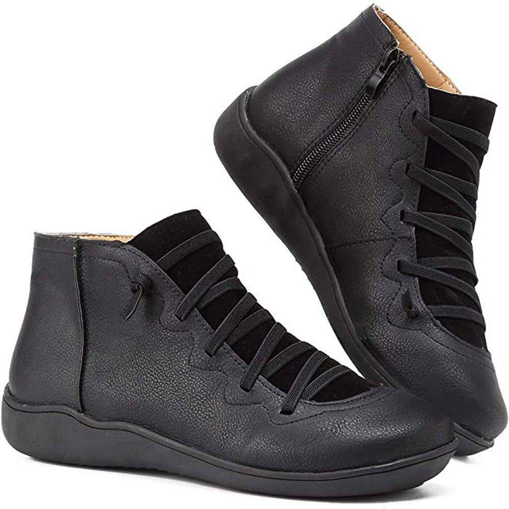 Women's Ankle Boots Fashionable Faux Leather Black Elegant Comfortable