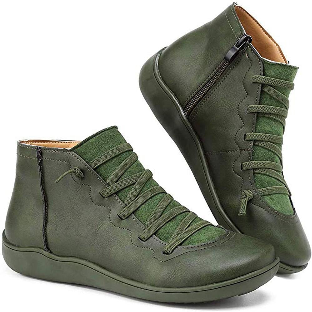 Women's Ankle Boots Fashionable Faux Leather Black Elegant Comfortable