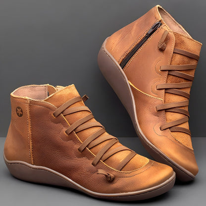 Women's Ankle Boots Fashionable Faux Leather Black Elegant Comfortable