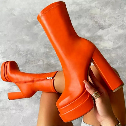 Women's Ankle Boots Platform Stylish Faux Leather