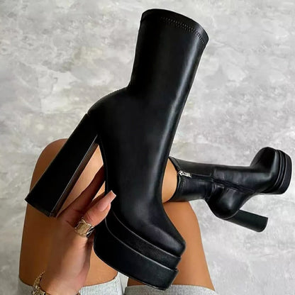 Women's Ankle Boots Platform Stylish Faux Leather