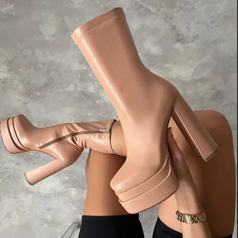 Women's Ankle Boots Platform Synthetic Leather for Any Occasion